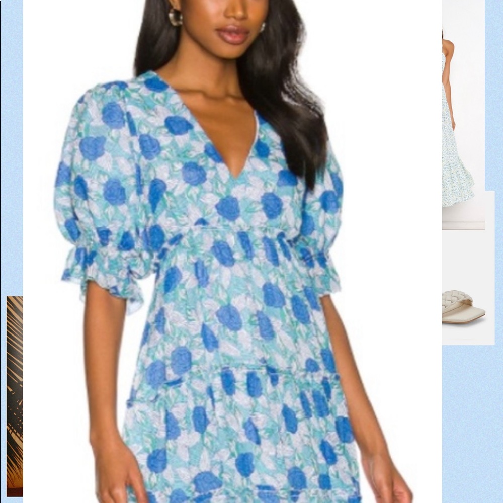 SAYLOR Leigha Floral Short Sleeve V-Neck Dress in Multi Size Medium NWOT
